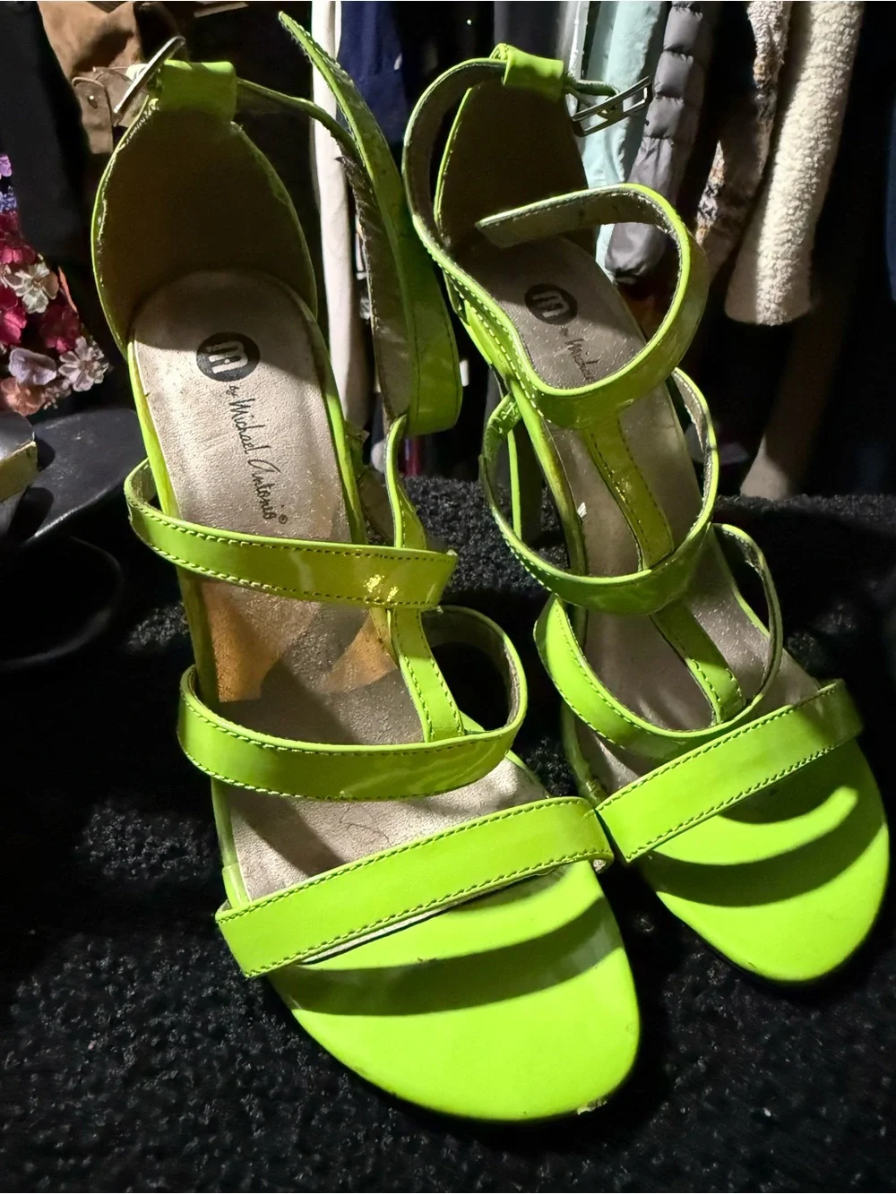Madden Girl Neon Lime Strappy T‑Bar Block Heels